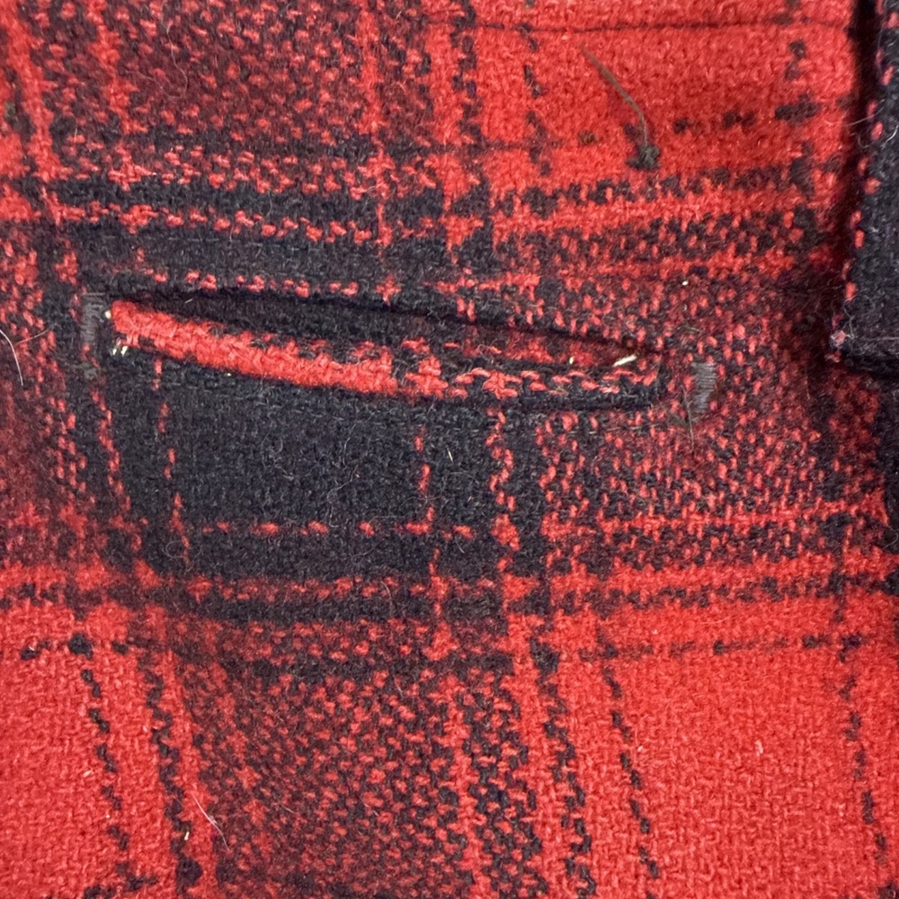 Vintage Woolrich Hunting Pants Mens 34 Red Black Buffalo Plaid Wool Heavy - Picture 4 of 5
